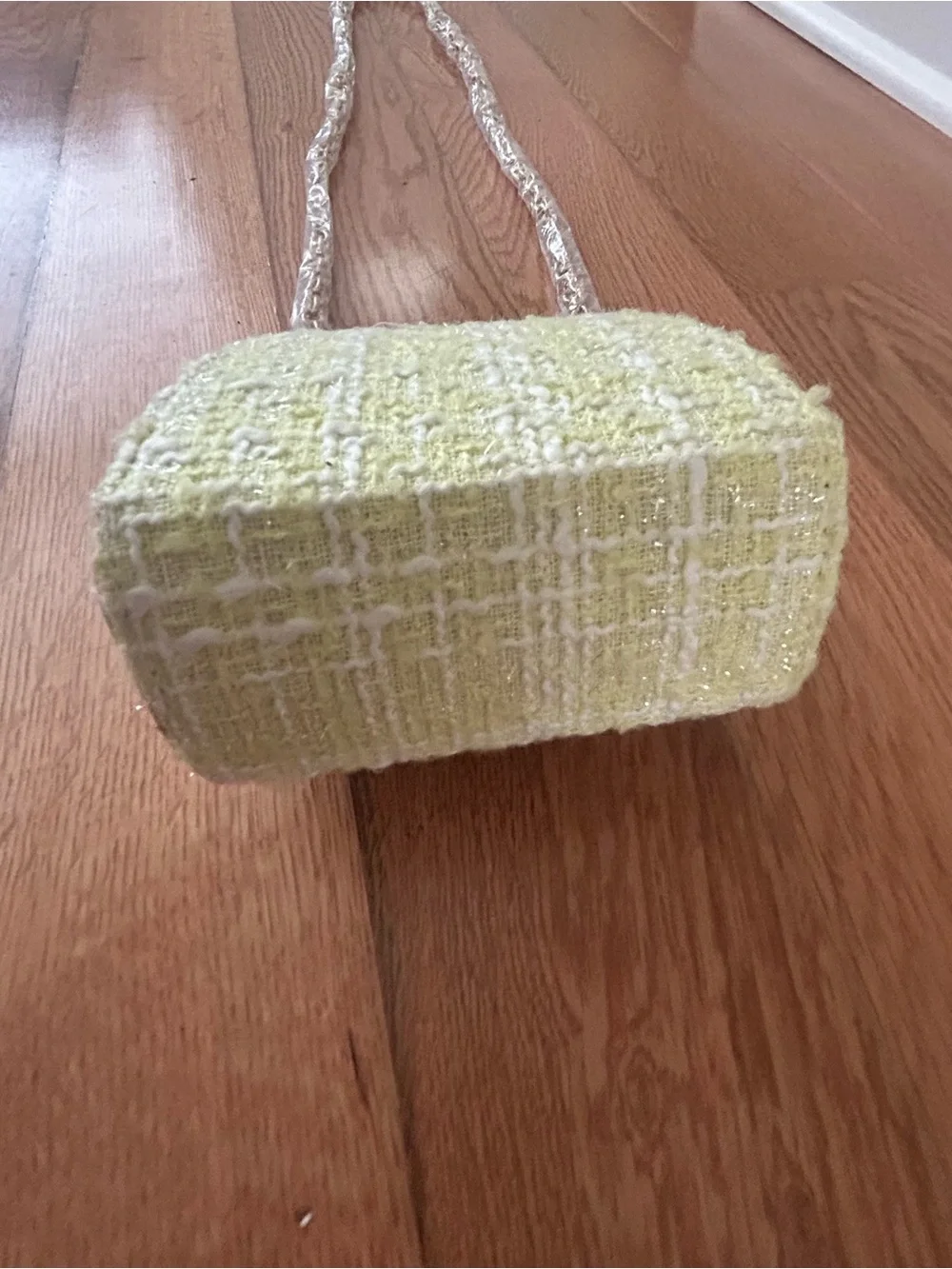 NWT Kids Mini Yellow Tweed Plaid Crossbody Purse Pearl Handle